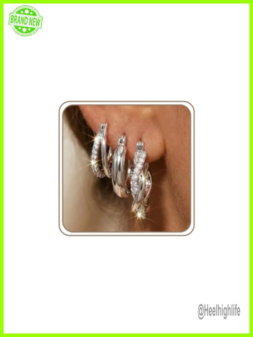 Sterling Silver Huggie Hoop Earrings Set Hypoallergenic 3 Pairs